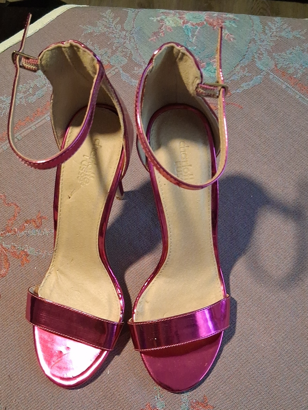 Charlotte Russe Metallic Hot Pink Ankle-Strap Heels
